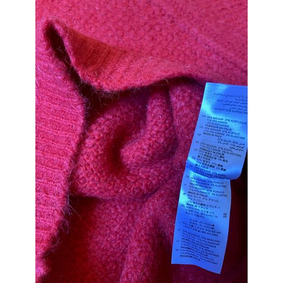 Sandro Pullover Mohair Blend Oversized Relaxed Jumper Knit Sweater Red 1 Small - Picture 7 of 9
